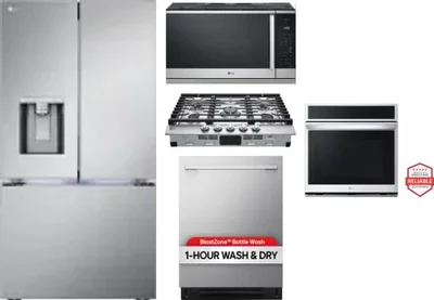 5 Piece Package Includes Refrigerator, Cooktop, Wall Oven, Microwave And Dishwasher