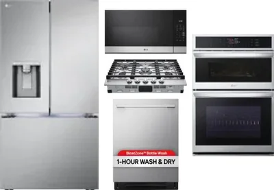 5 Piece Package Includes Refrigerator, Cooktop, Wall Oven, Microwave And Dishwasher