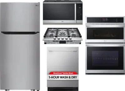 5 Piece Package Includes Refrigerator, Cooktop, Wall Oven, Microwave And Dishwasher