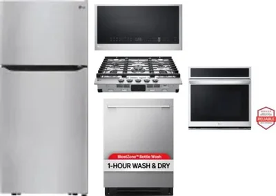5 Piece Package Includes Refrigerator, Cooktop, Wall Oven, Microwave And Dishwasher