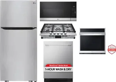 5 Piece Package Includes Refrigerator, Cooktop, Wall Oven, Microwave And Dishwasher