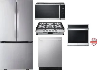 5 Piece Package Includes Refrigerator, Cooktop, Wall Oven, Microwave And Dishwasher