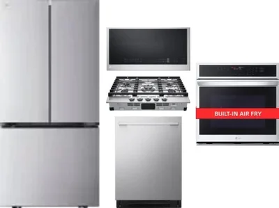 5 Piece Package Includes Refrigerator, Cooktop, Wall Oven, Microwave And Dishwasher