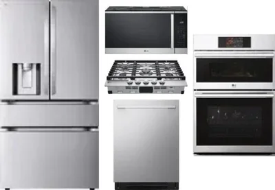 5 Piece Package Includes Refrigerator, Cooktop, Wall Oven, Microwave And Dishwasher