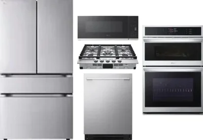 5 Piece Package Includes Refrigerator, Cooktop, Wall Oven, Microwave And Dishwasher