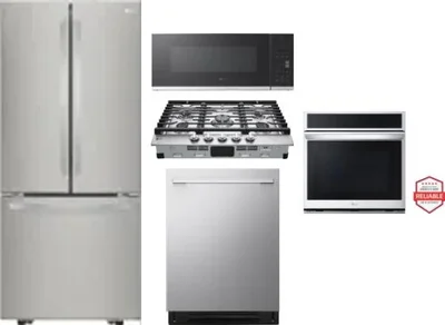 5 Piece Package Includes Refrigerator, Cooktop, Wall Oven, Microwave And Dishwasher