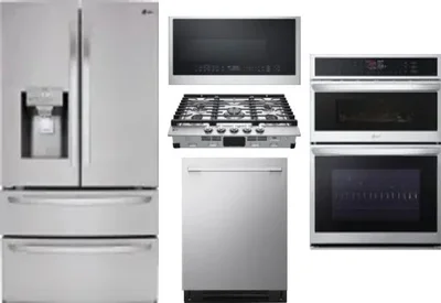 5 Piece Package Includes Refrigerator, Cooktop, Wall Oven, Microwave And Dishwasher