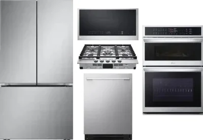 5 Piece Package Includes Refrigerator, Cooktop, Wall Oven, Microwave And Dishwasher