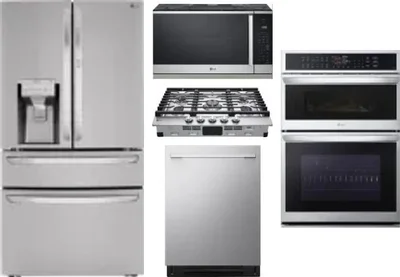 5 Piece Package Includes Refrigerator, Cooktop, Wall Oven, Microwave And Dishwasher