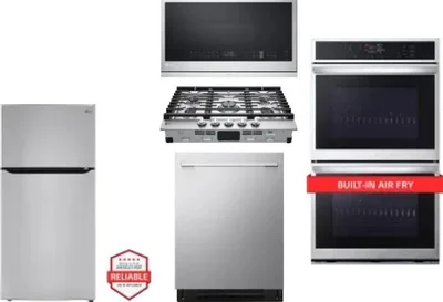 5 Piece Package Includes Refrigerator, Cooktop, Wall Oven, Microwave And Dishwasher