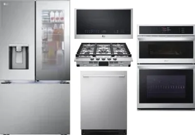 5 Piece Package Includes Refrigerator, Cooktop, Wall Oven, Microwave And Dishwasher