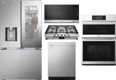 5 Piece Package Includes Refrigerator, Cooktop, Wall Oven, Microwave And Dishwasher