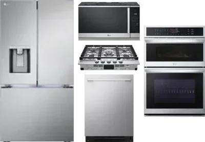5 Piece Package Includes Refrigerator, Cooktop, Wall Oven, Microwave And Dishwasher
