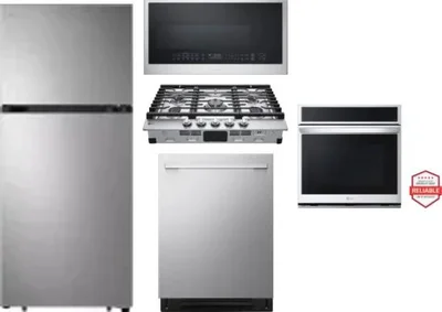 5 Piece Package Includes Refrigerator, Cooktop, Wall Oven, Microwave And Dishwasher