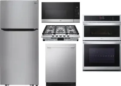 5 Piece Package Includes Refrigerator, Cooktop, Wall Oven, Microwave And Dishwasher
