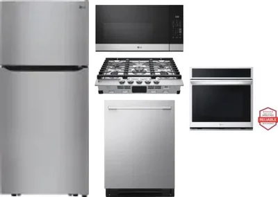 5 Piece Package Includes Refrigerator, Cooktop, Wall Oven, Microwave And Dishwasher