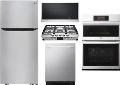 5 Piece Package Includes Refrigerator, Cooktop, Wall Oven, Microwave And Dishwasher
