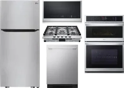5 Piece Package Includes Refrigerator, Cooktop, Wall Oven, Microwave And Dishwasher