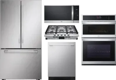 5 Piece Package Includes Refrigerator, Cooktop, Wall Oven, Microwave And Dishwasher