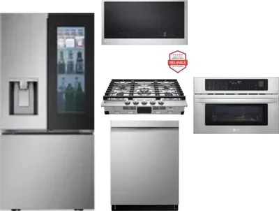 5 Piece Package Includes Refrigerator, Cooktop, Wall Oven, Microwave And Dishwasher