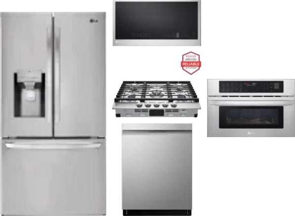 5 Piece Package Includes Refrigerator, Cooktop, Wall Oven, Microwave And Dishwasher