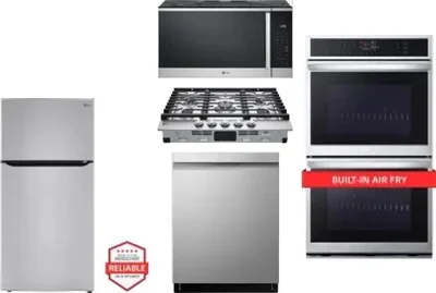 5 Piece Package Includes Refrigerator, Cooktop, Wall Oven, Microwave And Dishwasher