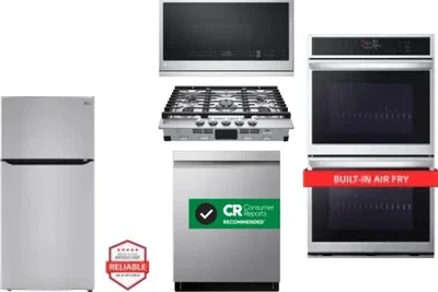 5 Piece Package Includes Refrigerator, Cooktop, Wall Oven, Microwave And Dishwasher
