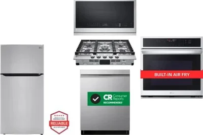 5 Piece Package Includes Refrigerator, Cooktop, Wall Oven, Microwave And Dishwasher