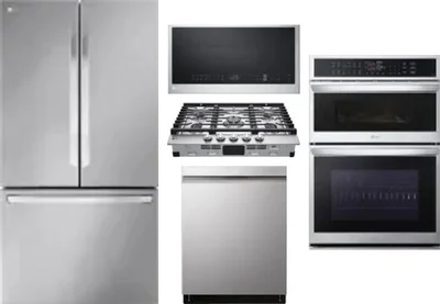 5 Piece Package Includes Refrigerator, Cooktop, Wall Oven, Microwave And Dishwasher