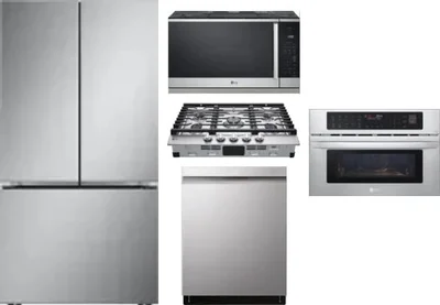 5 Piece Package Includes Refrigerator, Cooktop, Wall Oven, Microwave And Dishwasher