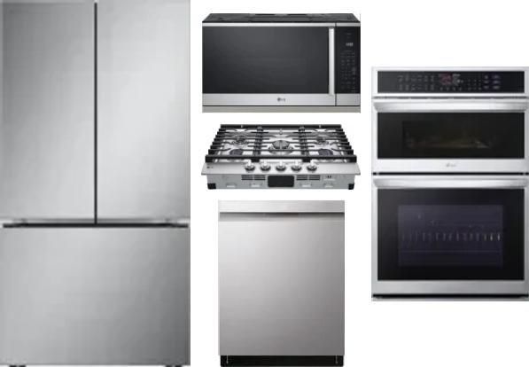 5 Piece Package Includes Refrigerator, Cooktop, Wall Oven, Microwave And Dishwasher