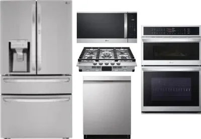 5 Piece Package Includes Refrigerator, Cooktop, Wall Oven, Microwave And Dishwasher