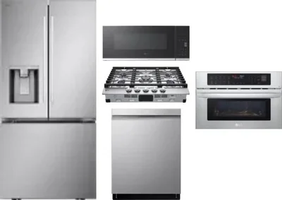 5 Piece Package Includes Refrigerator, Cooktop, Wall Oven, Microwave And Dishwasher