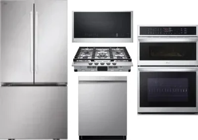 5 Piece Package Includes Refrigerator, Cooktop, Wall Oven, Microwave And Dishwasher