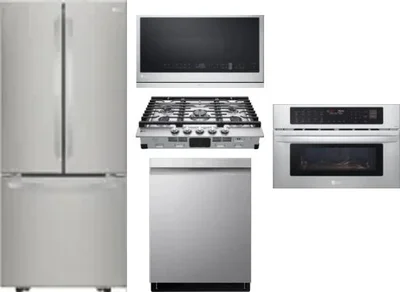 5 Piece Package Includes Refrigerator, Cooktop, Wall Oven, Microwave And Dishwasher