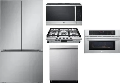5 Piece Package Includes Refrigerator, Cooktop, Wall Oven, Microwave And Dishwasher