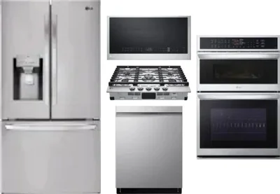 5 Piece Package Includes Refrigerator, Cooktop, Wall Oven, Microwave And Dishwasher