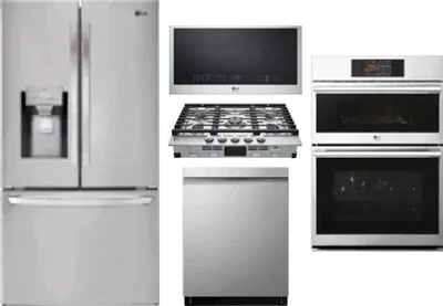5 Piece Package Includes Refrigerator, Cooktop, Wall Oven, Microwave And Dishwasher