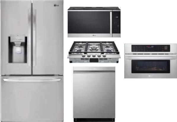 5 Piece Package Includes Refrigerator, Cooktop, Wall Oven, Microwave And Dishwasher