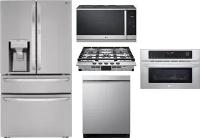 5 Piece Package Includes Refrigerator, Cooktop, Wall Oven, Microwave And Dishwasher