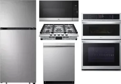 5 Piece Package Includes Refrigerator, Cooktop, Wall Oven, Microwave And Dishwasher