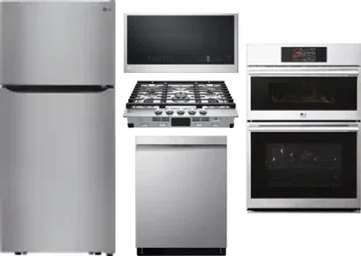 5 Piece Package Includes Refrigerator, Cooktop, Wall Oven, Microwave And Dishwasher