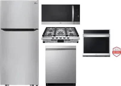 5 Piece Package Includes Refrigerator, Cooktop, Wall Oven, Microwave And Dishwasher