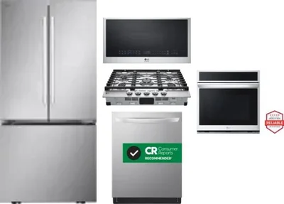 5 Piece Package Includes Refrigerator, Cooktop, Wall Oven, Microwave And Dishwasher