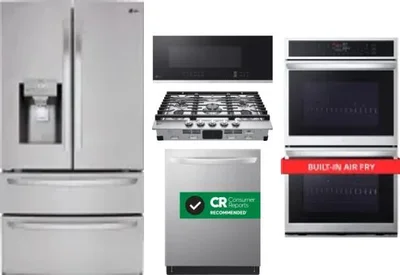 5 Piece Package Includes Refrigerator, Cooktop, Wall Oven, Microwave And Dishwasher
