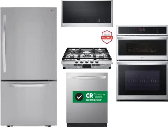 5 Piece Package Includes Refrigerator, Cooktop, Wall Oven, Microwave And Dishwasher