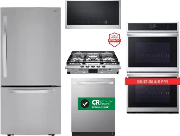 5 Piece Package Includes Refrigerator, Cooktop, Wall Oven, Microwave And Dishwasher