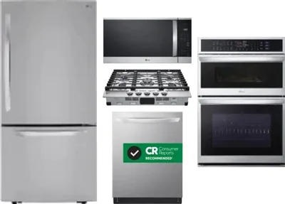 5 Piece Package Includes Refrigerator, Cooktop, Wall Oven, Microwave And Dishwasher