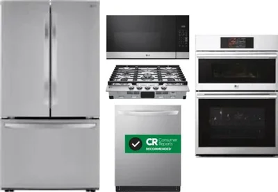 5 Piece Package Includes Refrigerator, Cooktop, Wall Oven, Microwave And Dishwasher