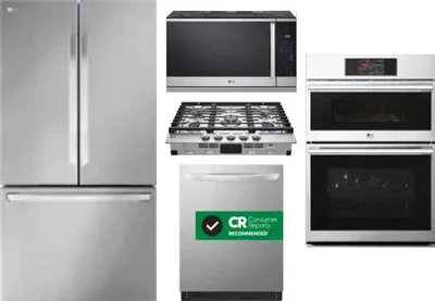 5 Piece Package Includes Refrigerator, Cooktop, Wall Oven, Microwave And Dishwasher